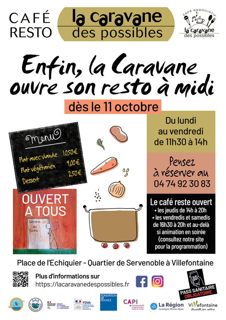 Affiche ouverture de la restauration le lundi 11 octobre.